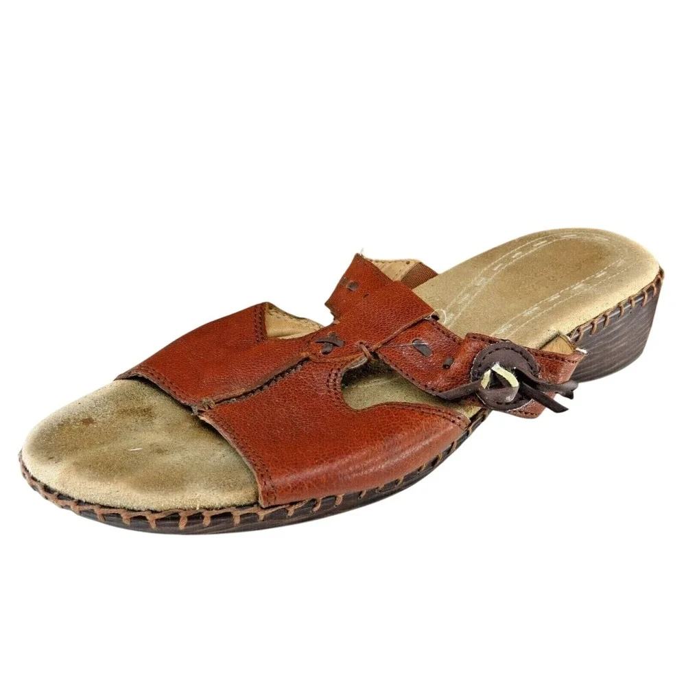 Naturalizer Size 8.5 W Brown‎ Slide Leather Women Sandal Shoes